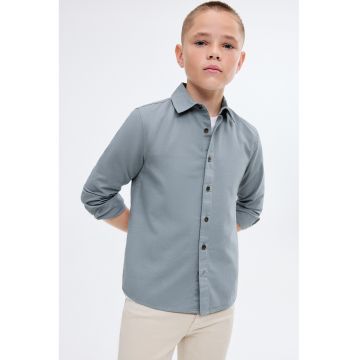 Camasa de bumbac cu guler clasic - Albastru pastel