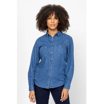 Camasa de denim cu buzunare pe piept Ronzi - Albastru pastel