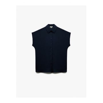 Camasa de satin fara maneci - Bleumarin