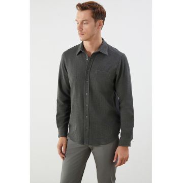 Camasa din amestec de bumbac cu buzunar - Gri antracit