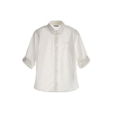 Camasa din amestec de bumbac cu guler ascutit - Gri deschis