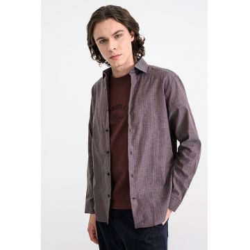 Camasa din amestec de bumbac organic si lyocell - Violet melange