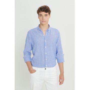 Camasa din amestec de in cu model in dungi