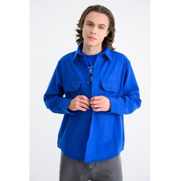 Camasa din amestec de lana Ebolt - Albastru royal