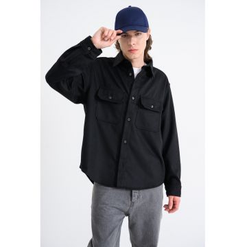 Camasa din amestec de lana Ebolt - Negru