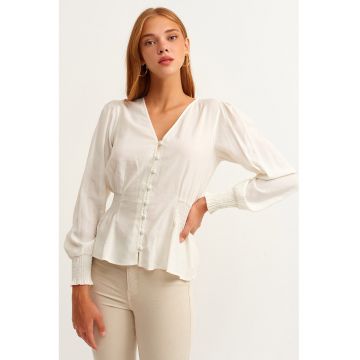 Camasa din amestec de modal cu decolteu in V