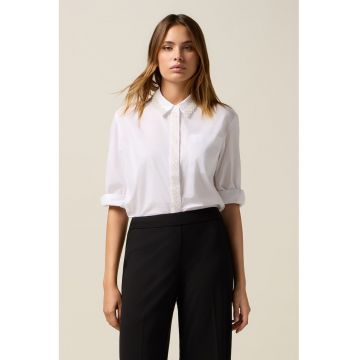 Camasa din bumbac cu margele - Alb