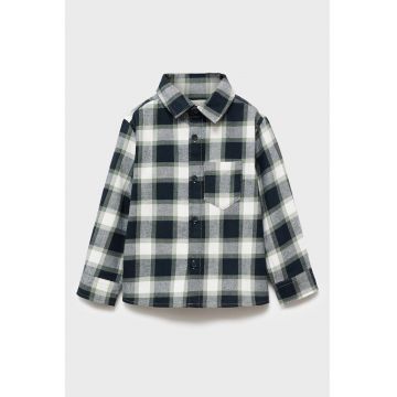 Camasa din bumbac cu model in carouri - Negru/Alb murdar