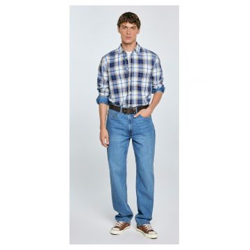 Camasa din bumbac in carouri cu guler clasic