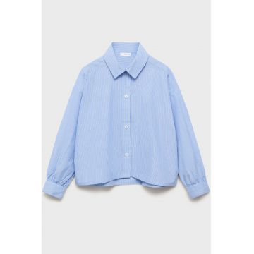 Camasa din bumbac organic cu model in dungi - Albastru azur