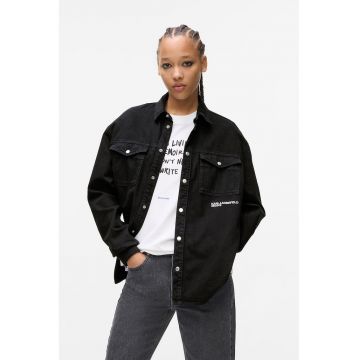 Camasa din denim cu capse - Negru