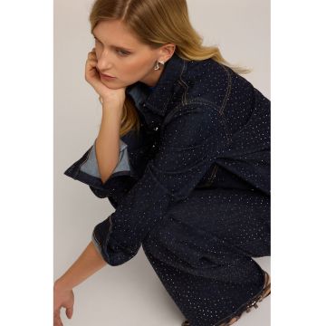 Camasa din denim cu tinte discrete - Albastru inchis