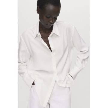 Camasa din lyocell cu inchidere ascunsa - Alb optic