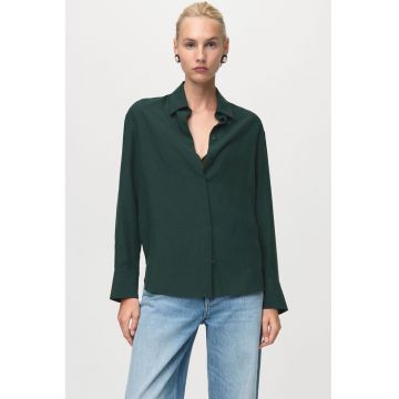 Camasa din lyocell cu inchidere ascunsa - Verde inchis