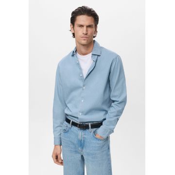 Camasa din material chambray cu maneci lungi - Albastru deschis