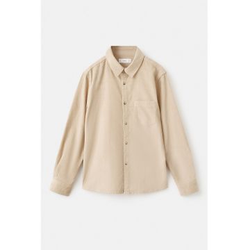 Camasa din reiat cu buzunar pe piept - Bej