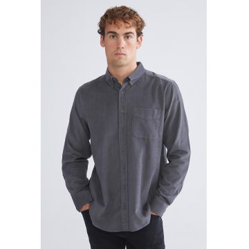 Camasa din reiat cu buzunar pe piept - Gri