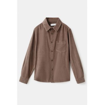 Camasa din reiat cu buzunar pe piept - Maro deschis