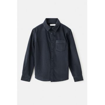 Camasa din reiat cu buzunar pe piept - Negru