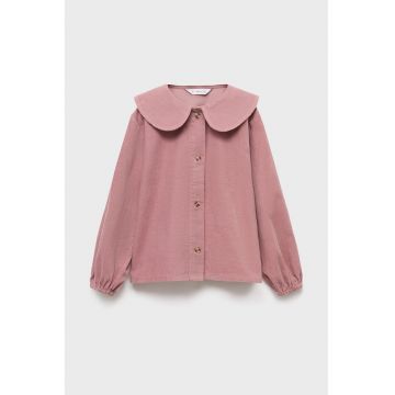 Camasa din reiat cu guler baby doll - Roz prafuit