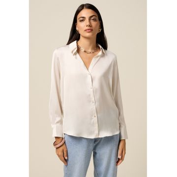 Camasa din satin - Alb fildes