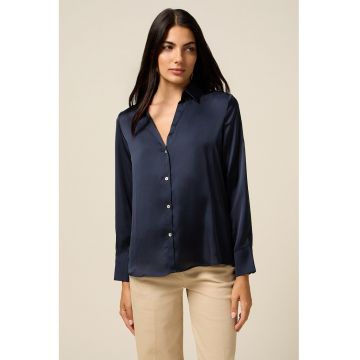 Camasa din satin - Bleumarin