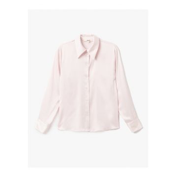 Camasa din satin cu maneci lungi - Alb