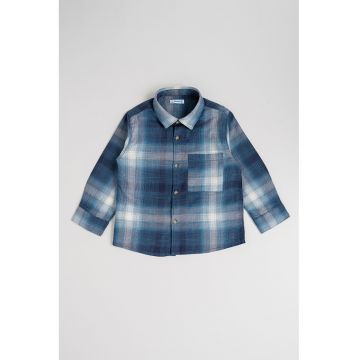 Camasa in carouri cu buzunar aplicat - Gri/Albastru