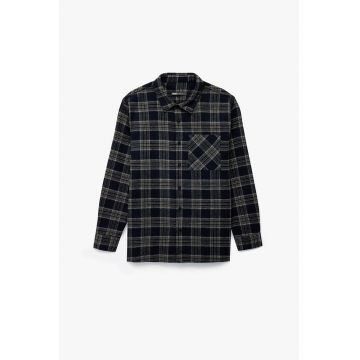 Camasa in carouri cu buzunar pe piept - Negru/Gri inchis