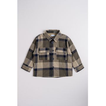 Camasa in carouri cu buzunare cu clapa - Verde/Bleumarin