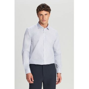Camasa in carouri cu maneci lungi - Alb/Albastru