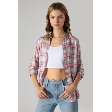 Camasa in carouri cu maneci lungi
