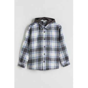 Camasa in carouri cu nsaturi - Alb murdar/Albastru deschis/Gri inchis