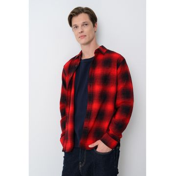 Camasa in carouri - din bumbac - Rosu/Negru