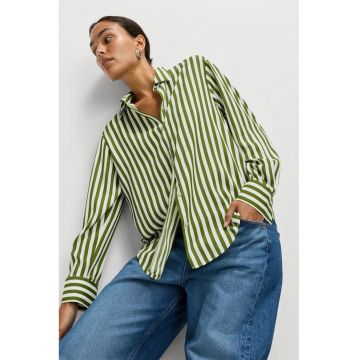 Camasa in dungi cu maneci lungi - Alb/Verde