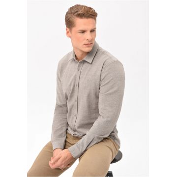 Camasa  K-Sterry pentru barbati - moale - gri melange - Slim Fit