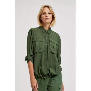 Camasa khaki cu buzunare si maneci rasfrante - Kaki