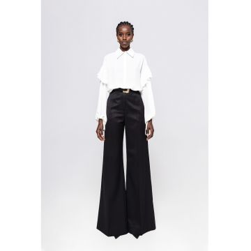 Camasa lejera cu garnituri cu volane - Alb optic