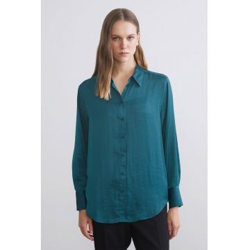 Camasa lejera de satin - Albastru petrol