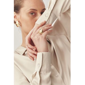 Camasa lejera din satin - Alb murdar