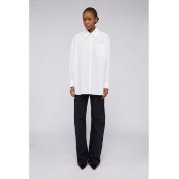 Camasa lunga cu buzunar pe piept - Alb