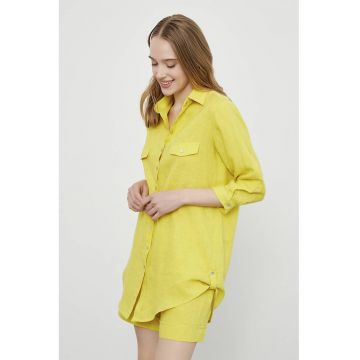 Camasa lunga din in - Galben