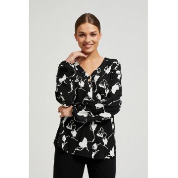 Camasa neagra cu imprimeu floral - Negru