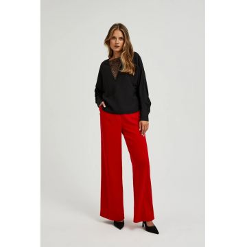 Camasa neagra cu margele cosute manual pe decolteu - Negru