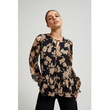 Camasa neagra cu model bej - Negru