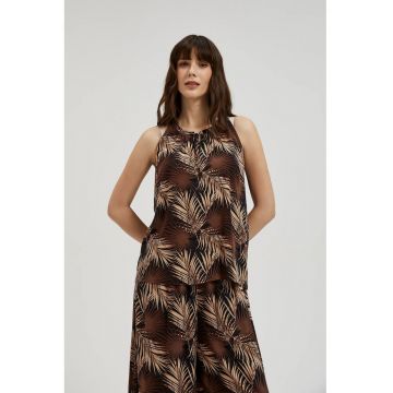 Camasa neagra  imprimeu tropical - fara maneci - marime