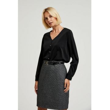 Camasa neteda cu butoane decorative neagra - Negru