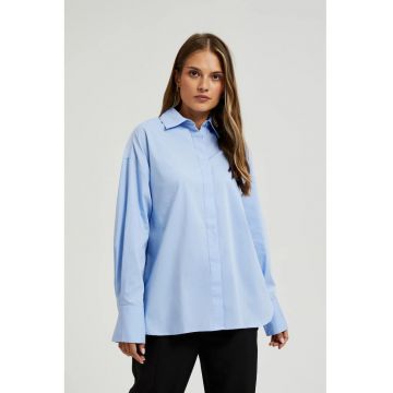 Camasa neteda cu spate prelungit - albastra - BLUE