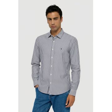 Camasa regular fit cu dungi - Alb/Gri