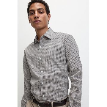 Camasa regular fit cu imprimeu geometric - Bej/Bleumarin